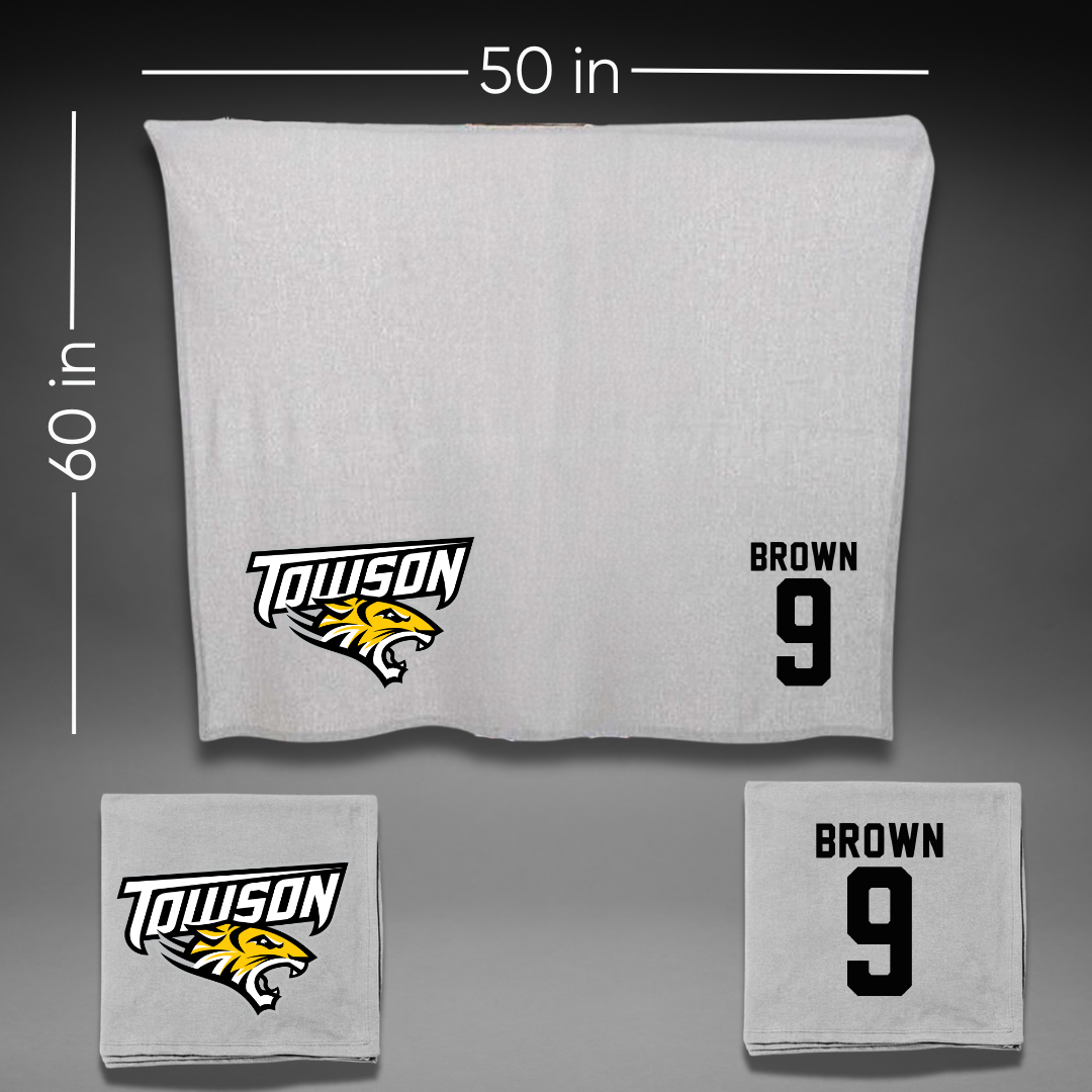 Towson University Football Gray Blanket - #9 Sean Brown