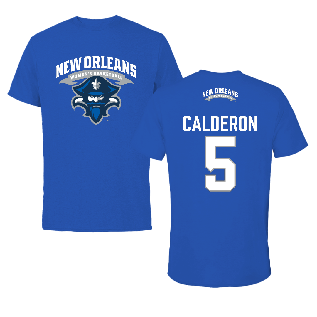 University of New Orleans Basketball Blue Tee - #5 Alexis Calderon