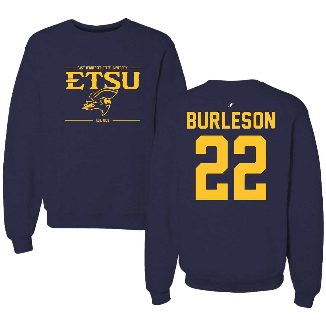 East Tennessee State University Soccer Navy General Crewneck - #22 Megan Burleson