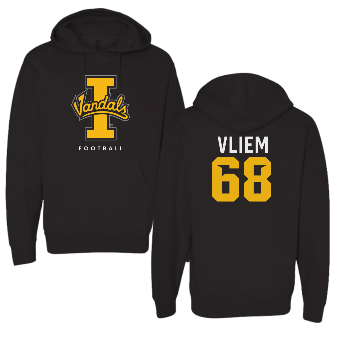University of Idaho Football Black Vandals Hoodie - #68 Charlie Vliem