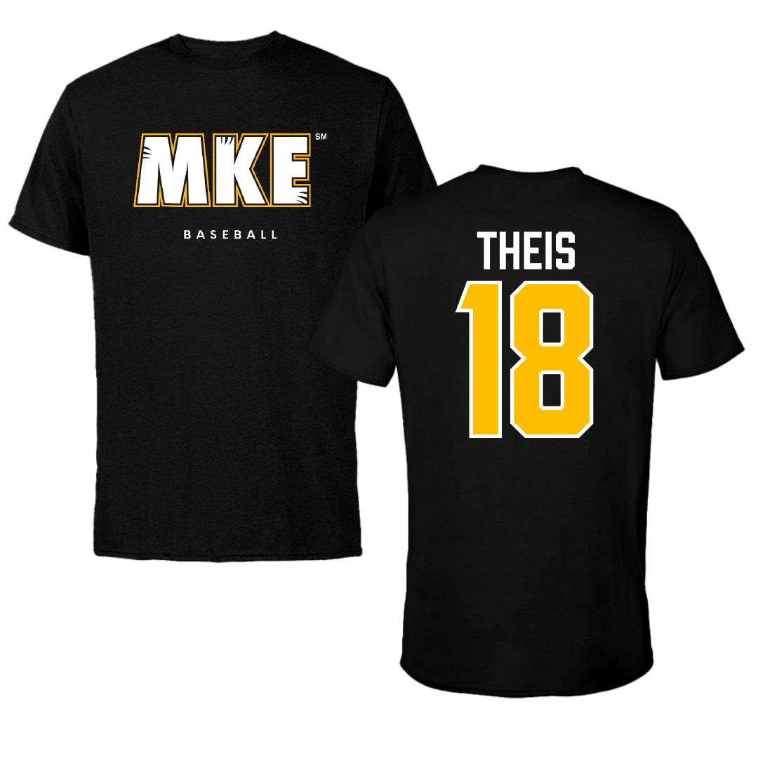 University of Wisconsin-Milwaukee Baseball Black Tee - #18 Gavin Theis