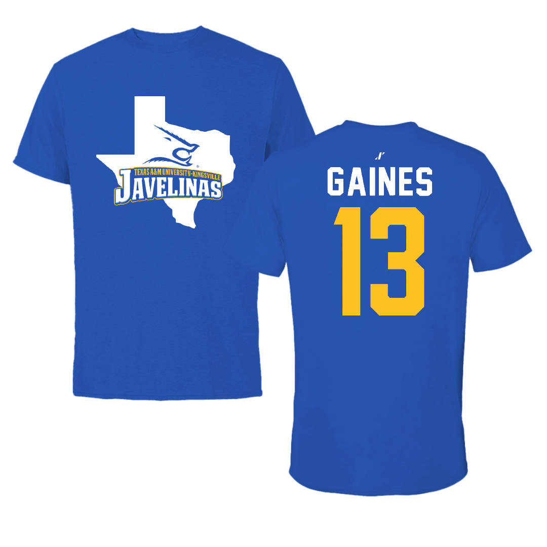 Texas A&M University-Kingsville Football Blue State Tee - #13 Jason Gaines