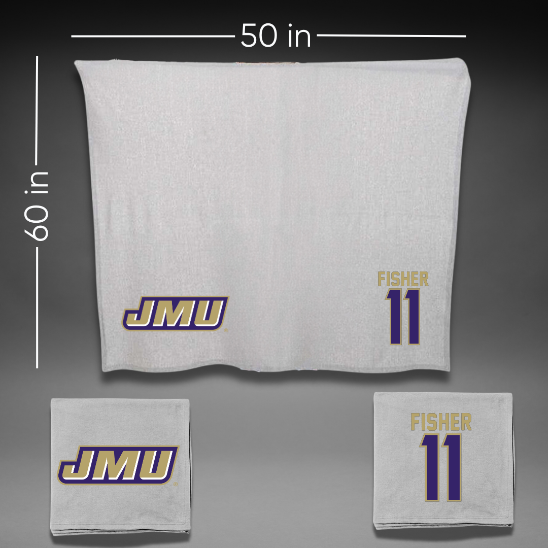James Madison University Football Gray Blanket - #11 Aiden Fisher