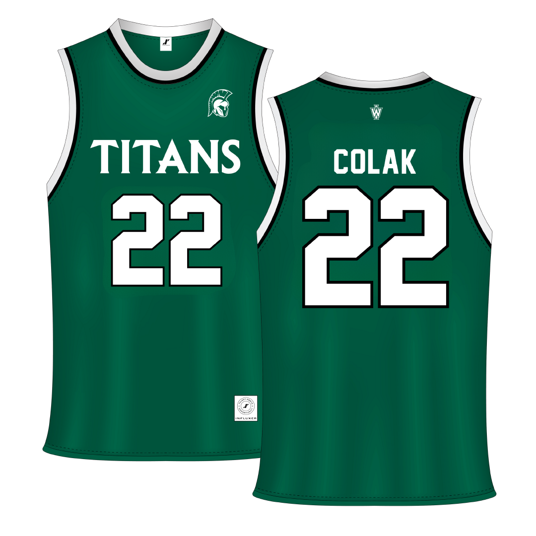 Illinois Wesleyan University Green Basketball Jersey - #22 Karlo Colak
