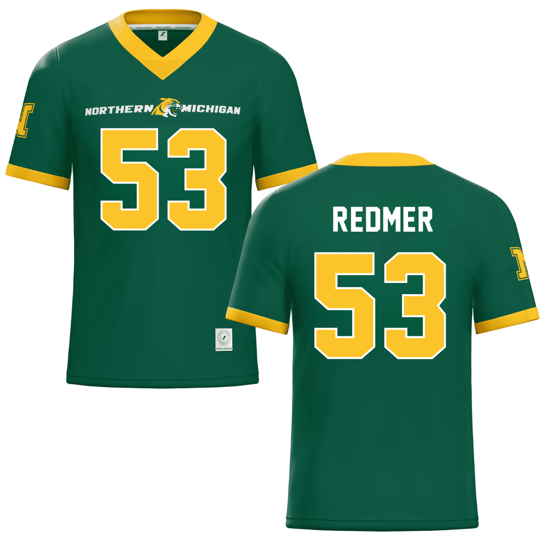 Northern Michigan University Green Football Jersey - #53 Brady Redmer