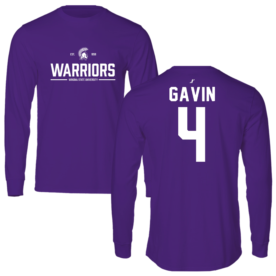 Winona State University Football Purple General Long Sleeve - #4 Ty Gavin