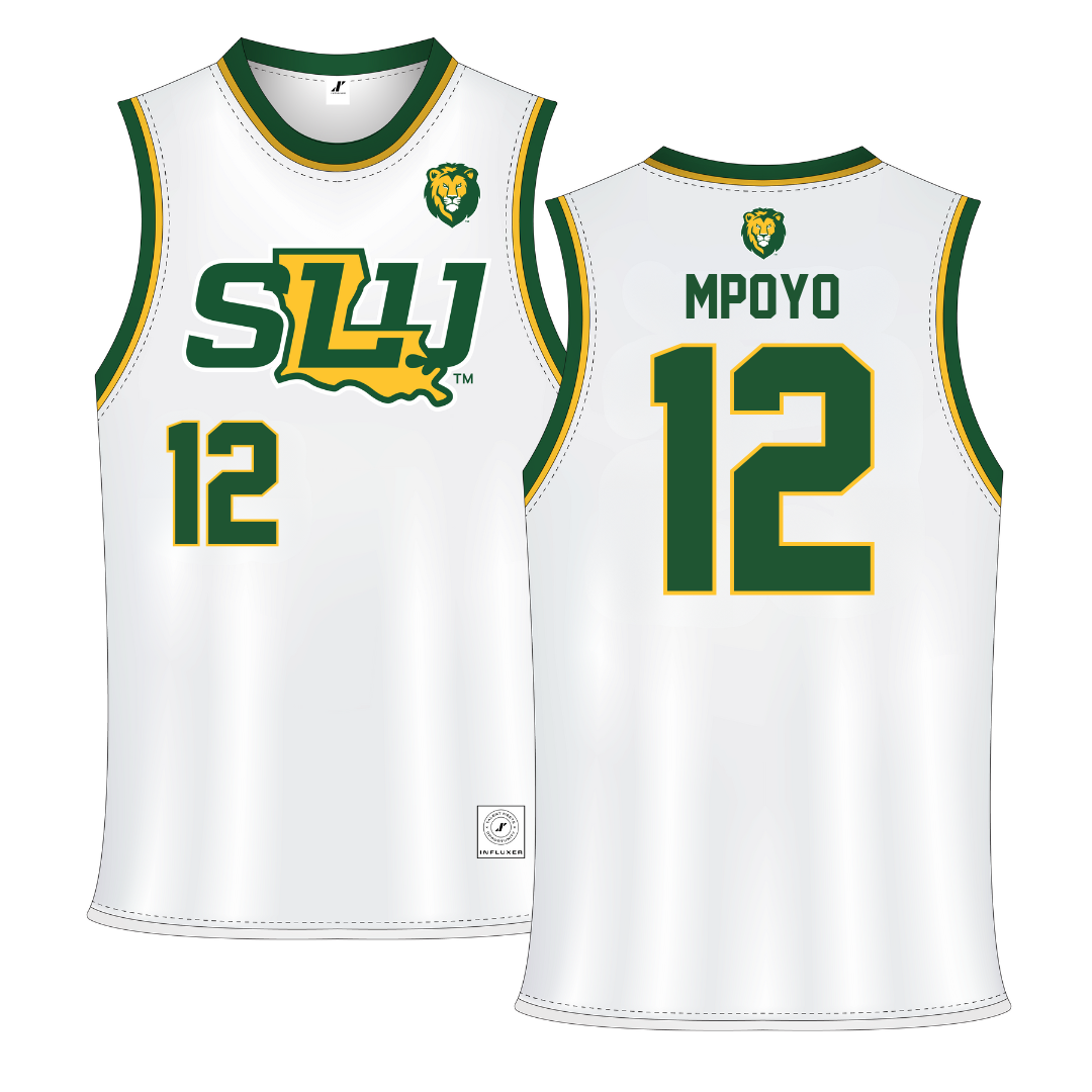 Southeastern Louisiana University White Basketball Jersey - #12 Joe Mpoyo