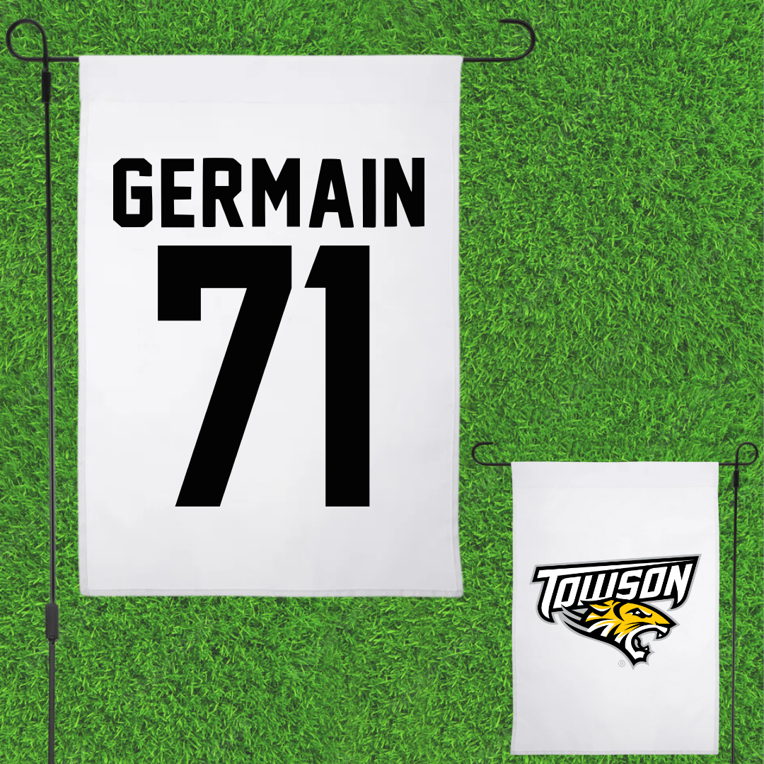 Towson University Football White Garden Flag - #71 Jean Germain