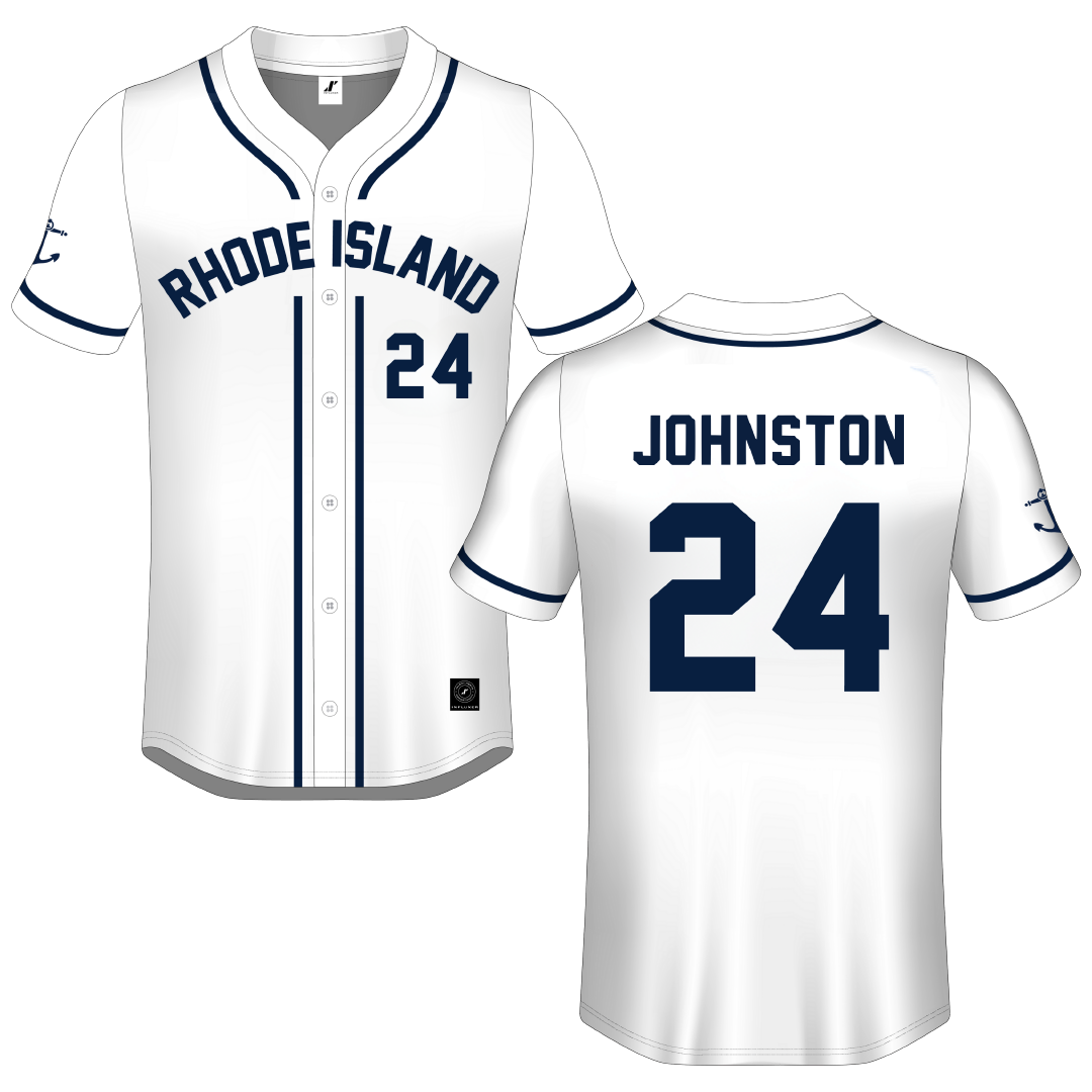 University of Rhode Island White Button-Down Jersey - #24 Connor Johnston