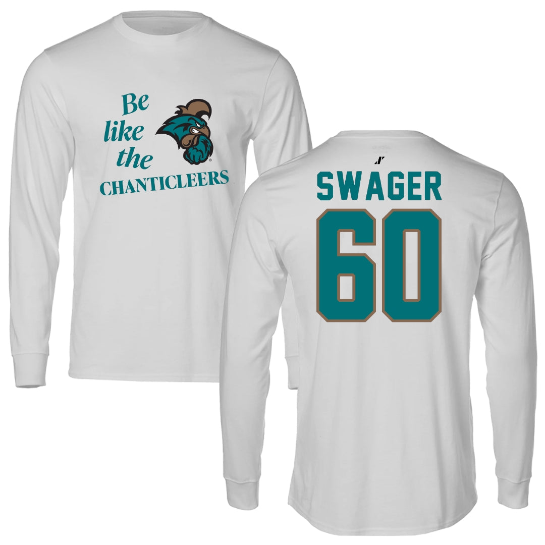 Coastal Carolina University Football Light Gray Be Like Us Performance Long Sleeve - #60 Mike Swager