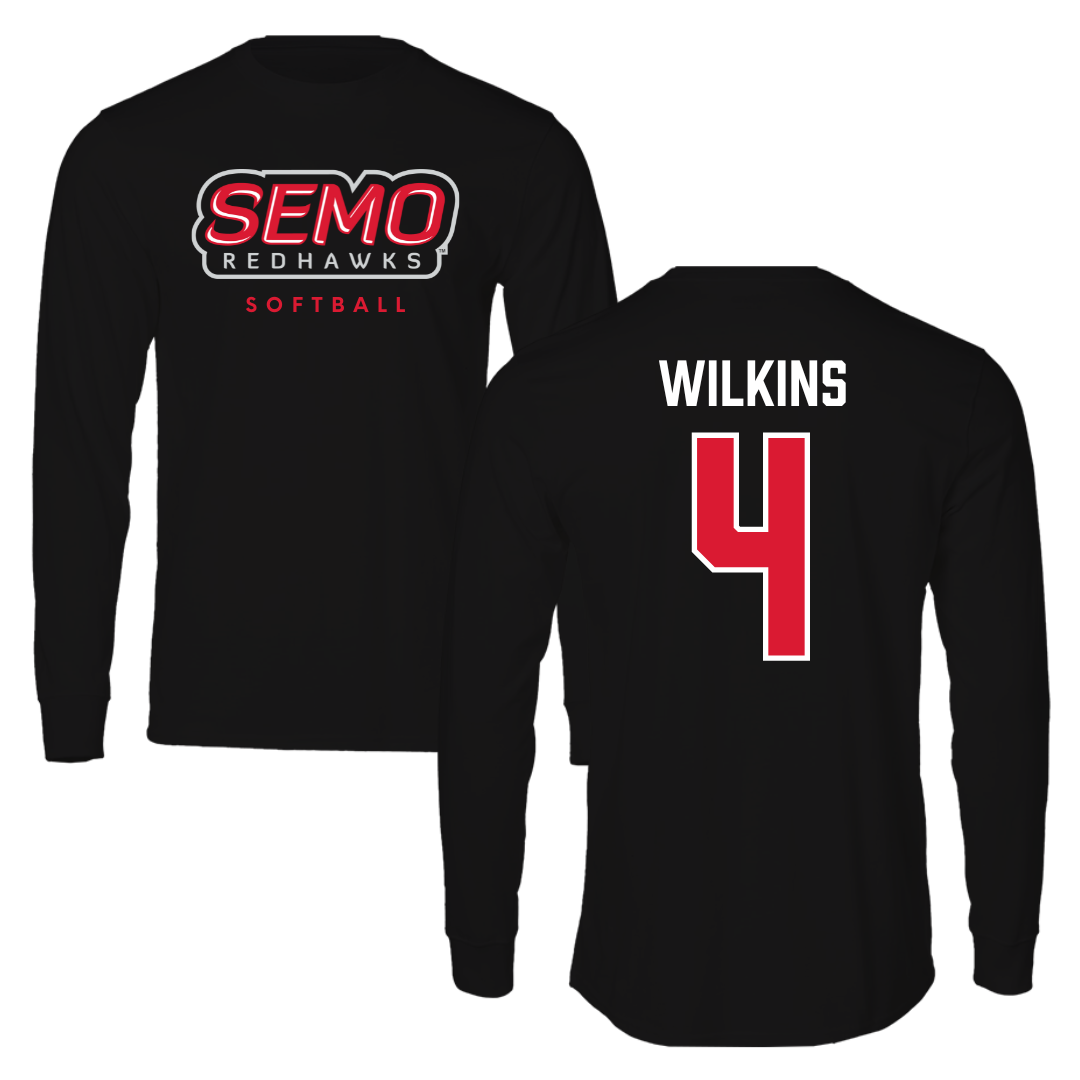 Southeast Missouri State University Softball Black Performance Long Sleeve - #4 Kinley Wilkins