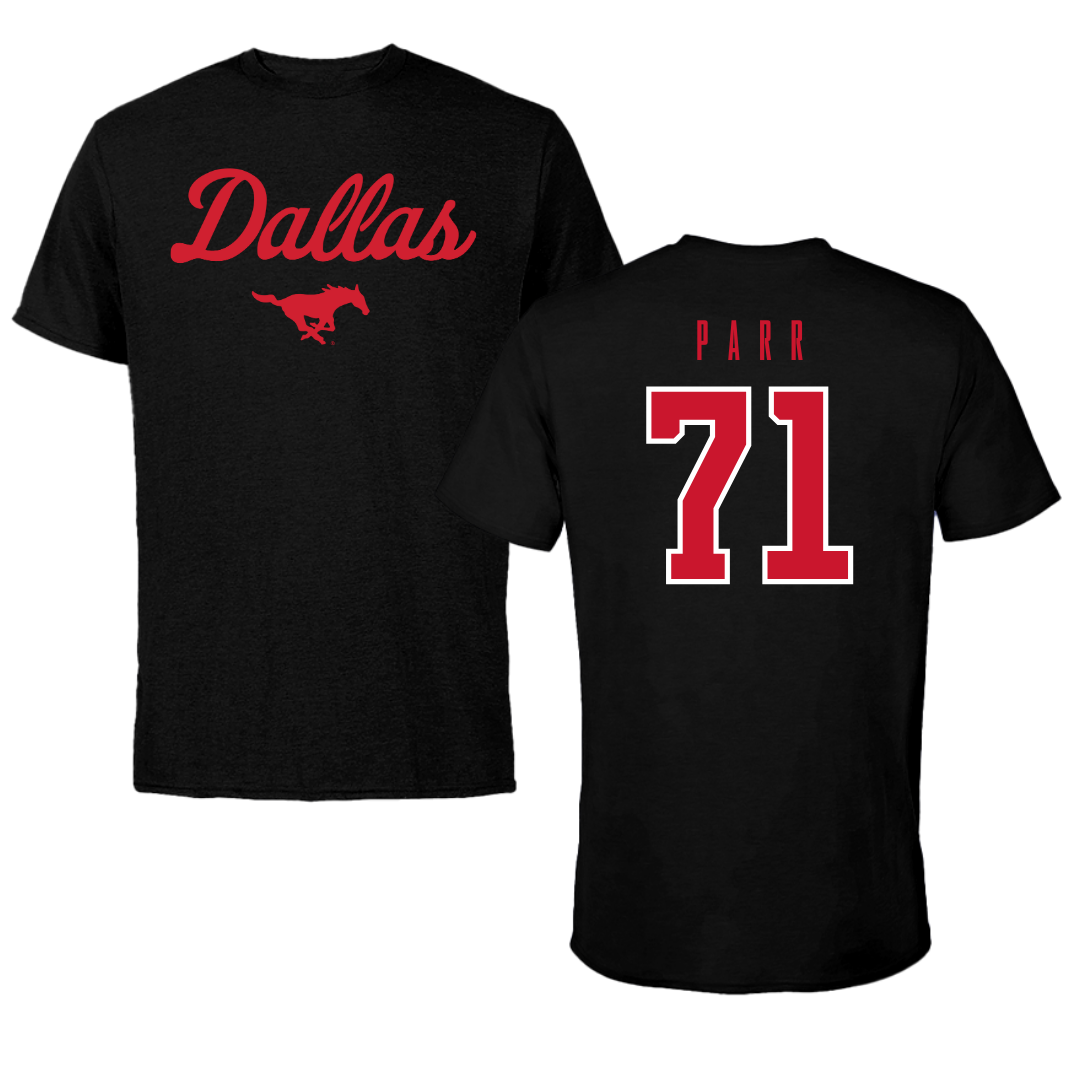 Southern Methodist University Football Black Dallas Performance Tee - #71 Logan Parr