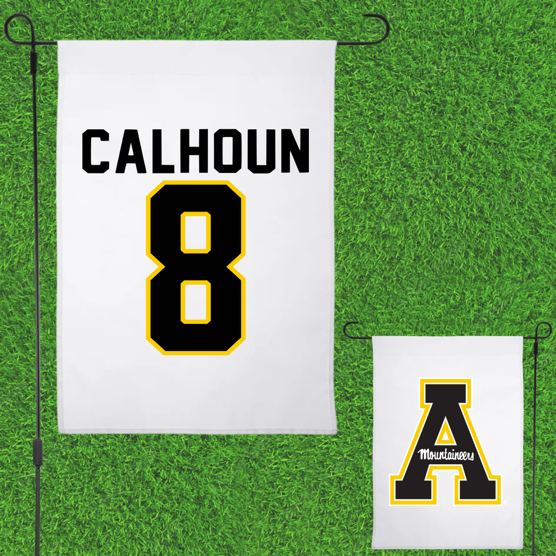 Appalachian State University Football White Garden Flag - #8 Jaylon Calhoun