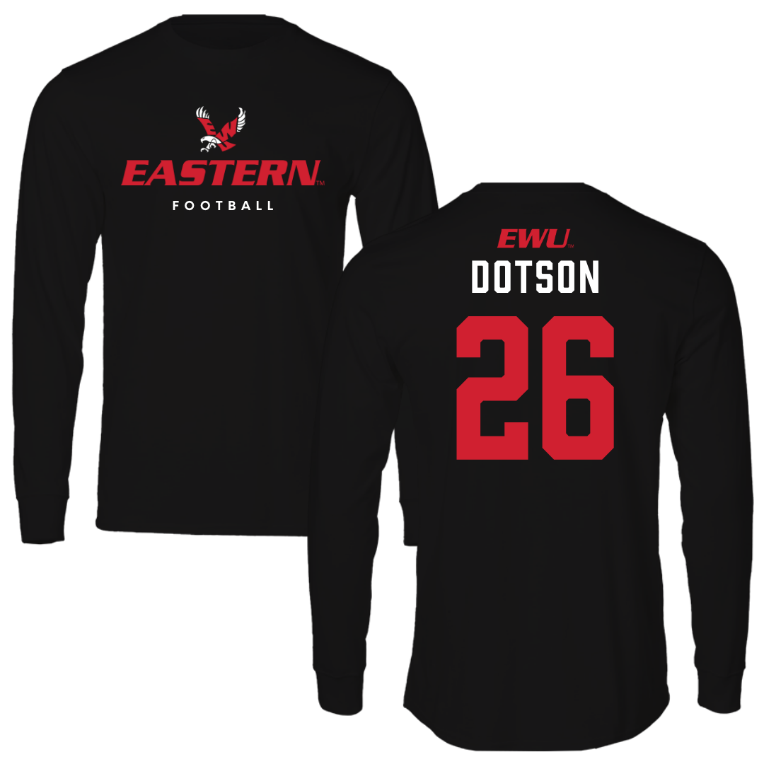 Eastern Washington University Football Black Eastern Long Sleeve - #26 Malik Dotson