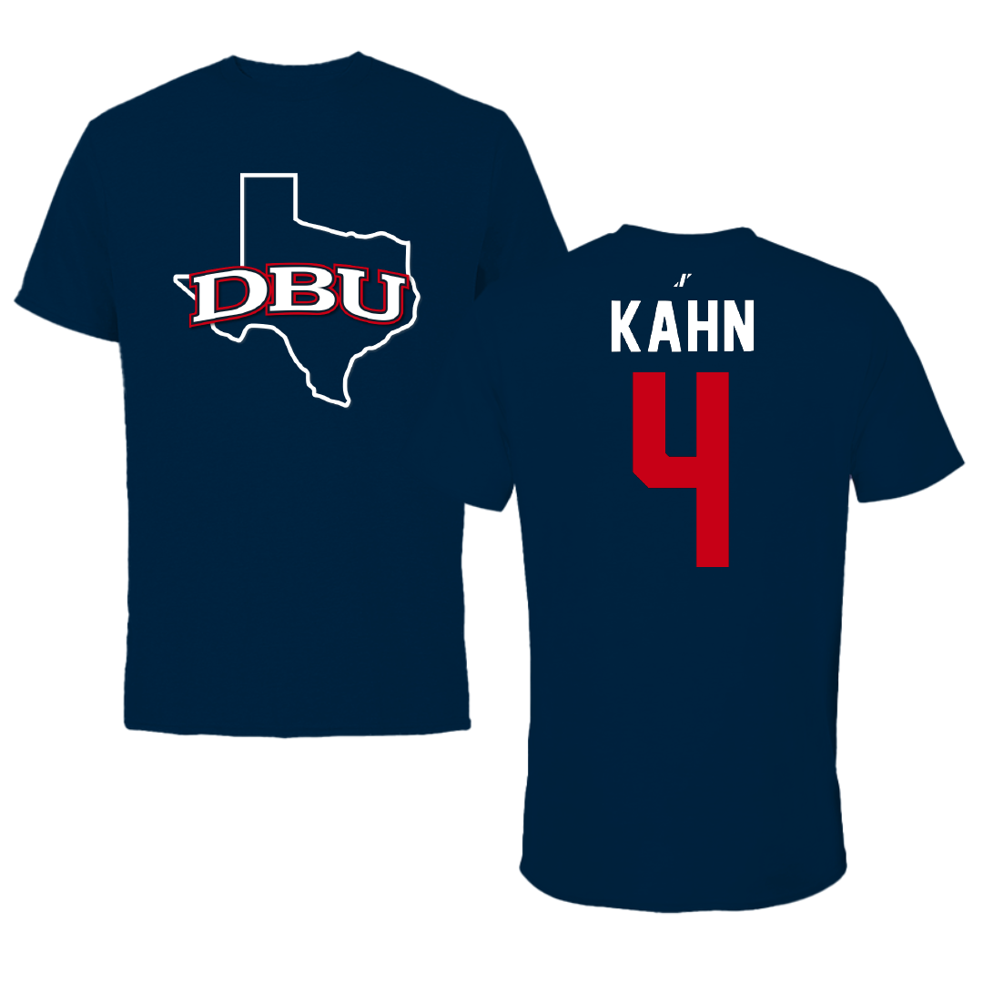 Dallas Baptist University Basketball Navy State Performance Tee - #4 Cameron Kahn