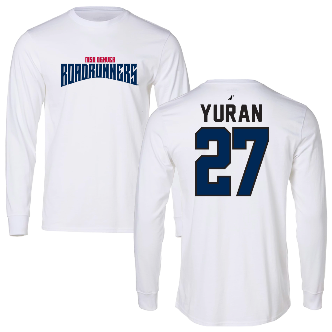 Metropolitan State University of Denver Baseball White Classic Long Sleeve - #27 Cam Yuran
