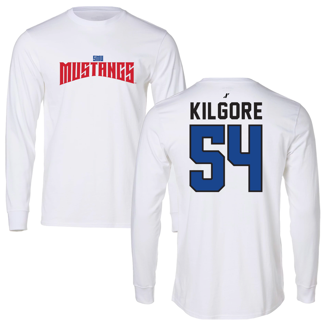 Southern Methodist University Football White Classic Performance Long Sleeve - #54 Alex Kilgore