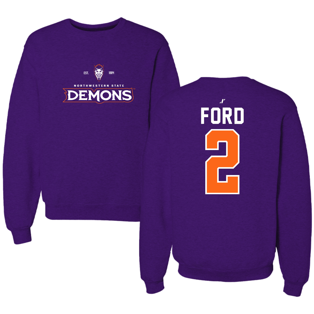 Northwestern State University Softball Purple General Crewneck - #2 Camryn Ford