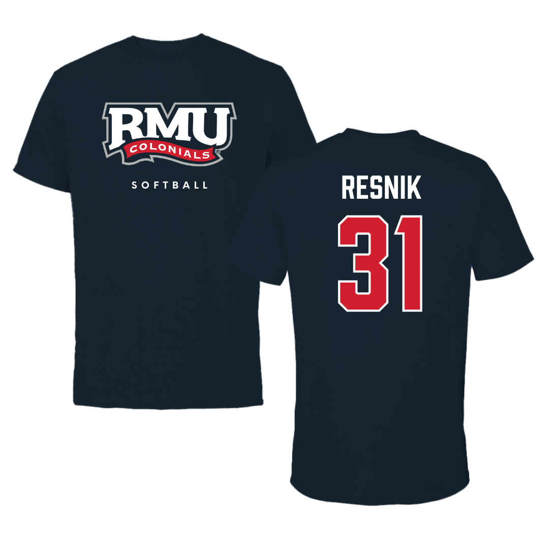 Robert Morris University Softball Navy Performance Tee - #31 Anna Resnik