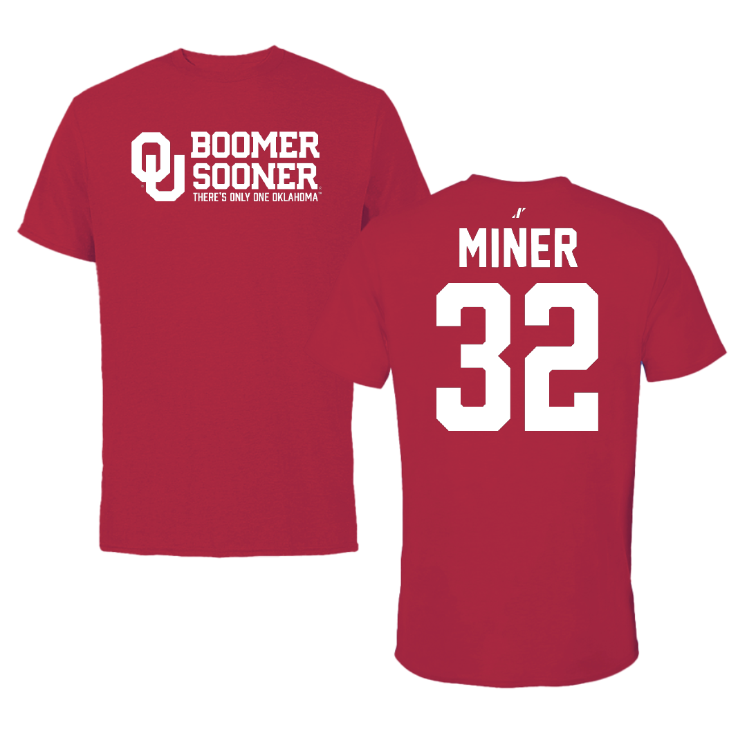 University of Oklahoma Baseball Crimson General Tee - #32 Jace Miner