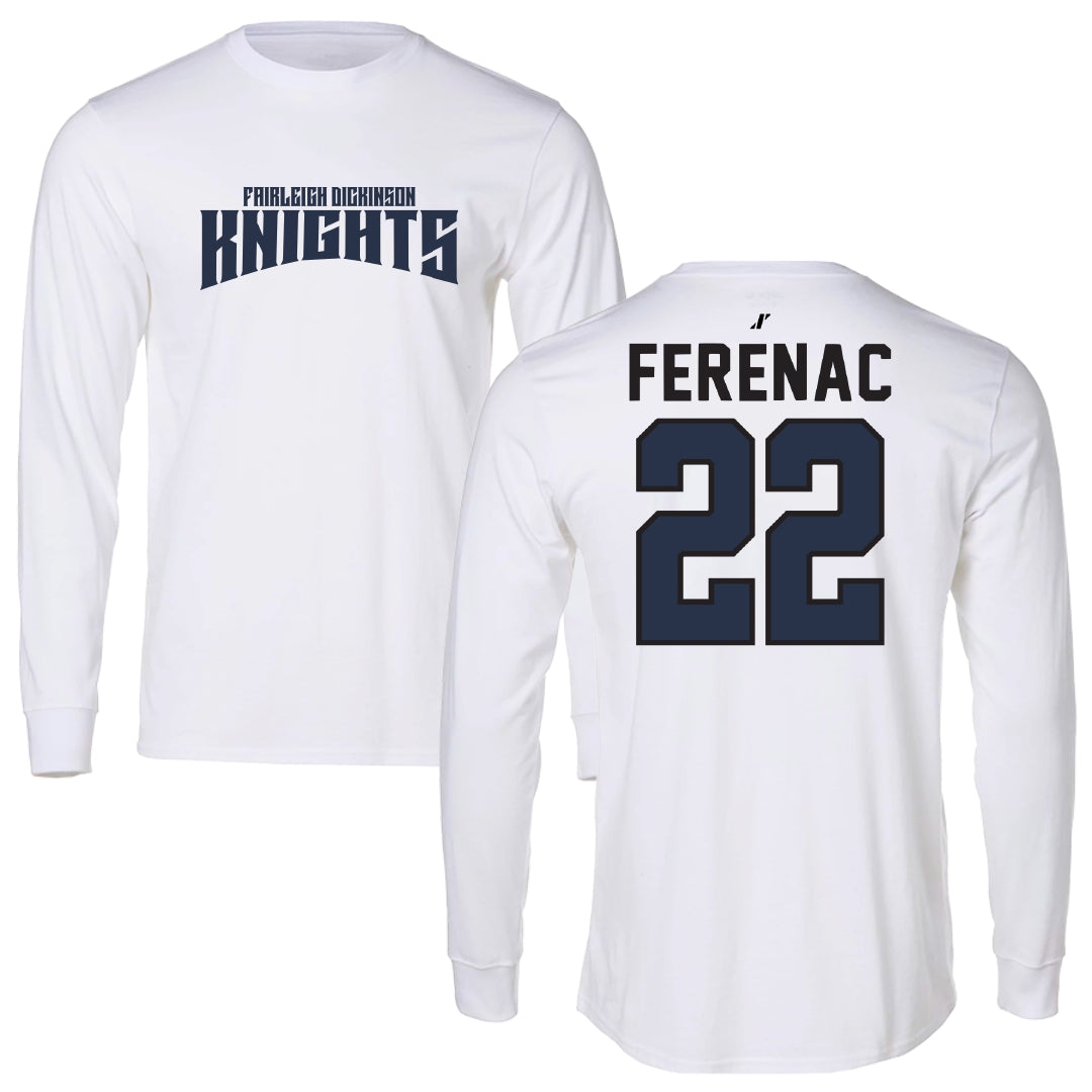 Fairleigh Dickinson University-Metropolitan Campus Soccer White Classic Performance Long Sleeve - #22 Alex Ferenac