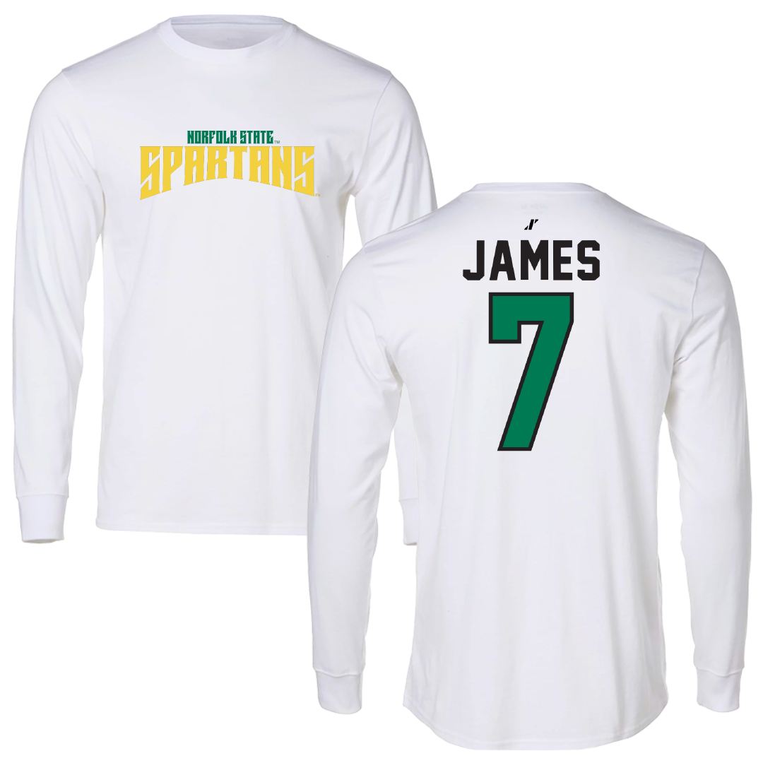 Norfolk State University Football White Classic Long Sleeve - #7 Nolan James