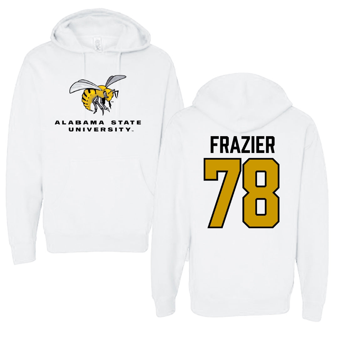 Alabama State University Football White Block Hoodie - #78 Jeremiah Frazier