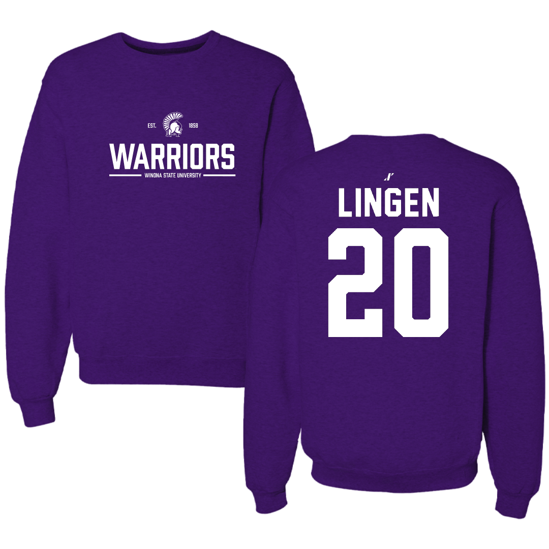 Winona State University Baseball Purple General Crewneck - #20 Drew Lingen