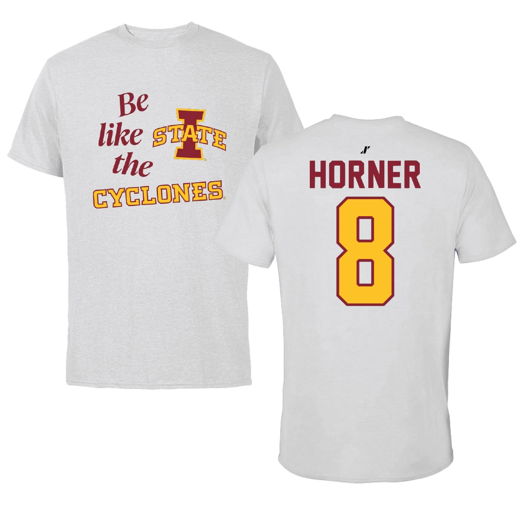 Iowa State University Soccer Light Gray Be Like Us Tee - #8 Avery Horner