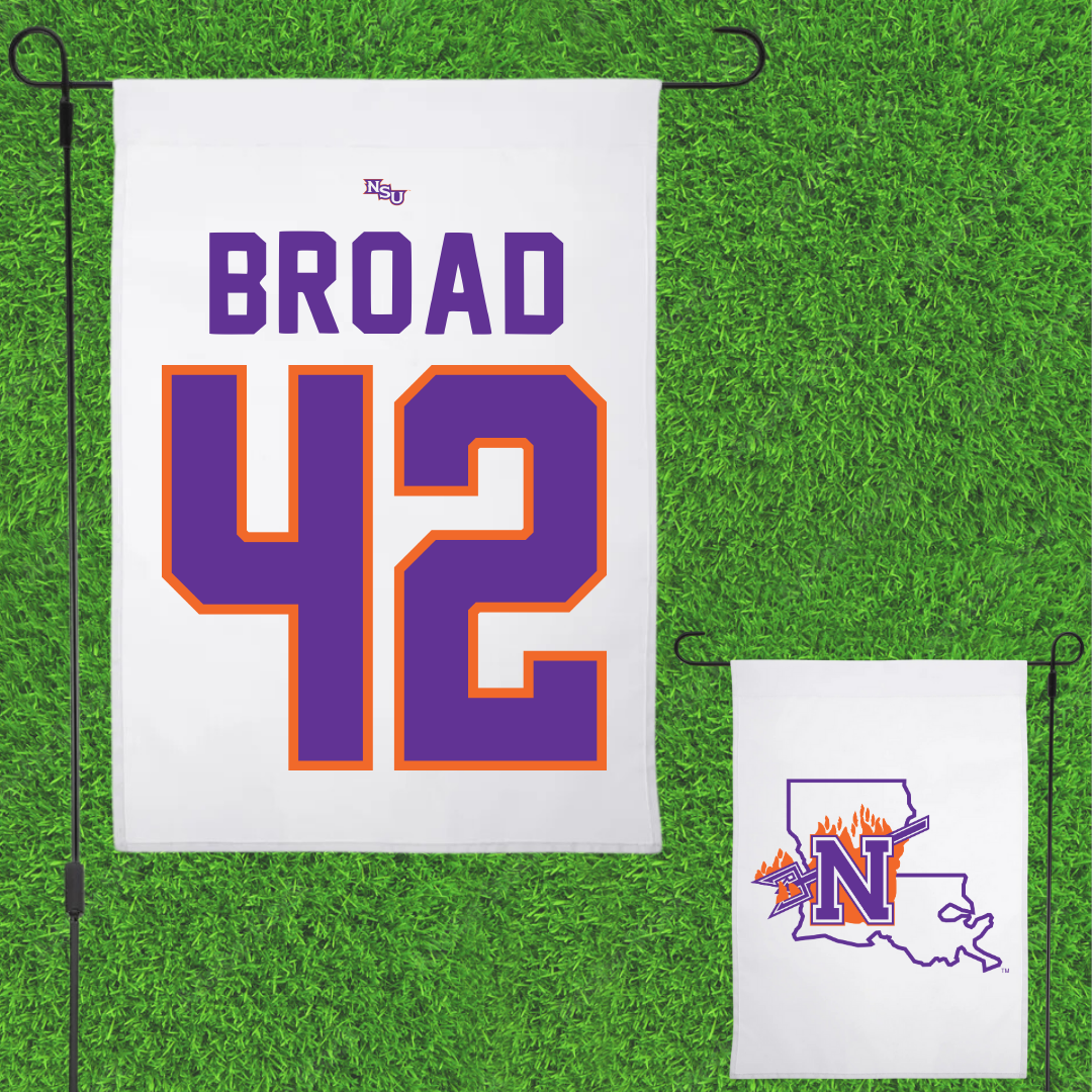 Northwestern State University Football White Garden Flag - #42 Matthew Broad