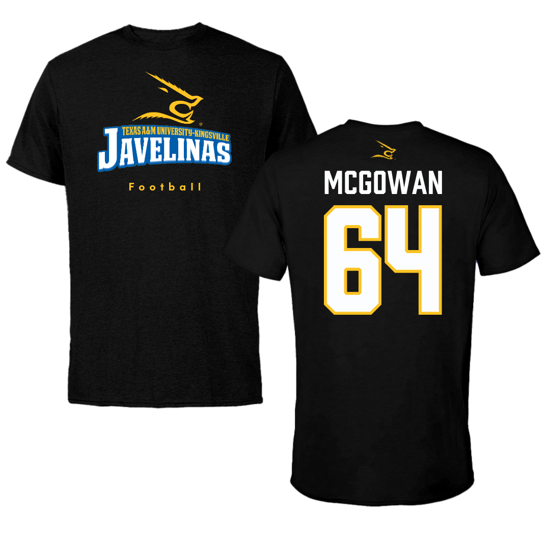 Texas A&M University-Kingsville Football Black Tee - #64 Kevaughnte McGowan