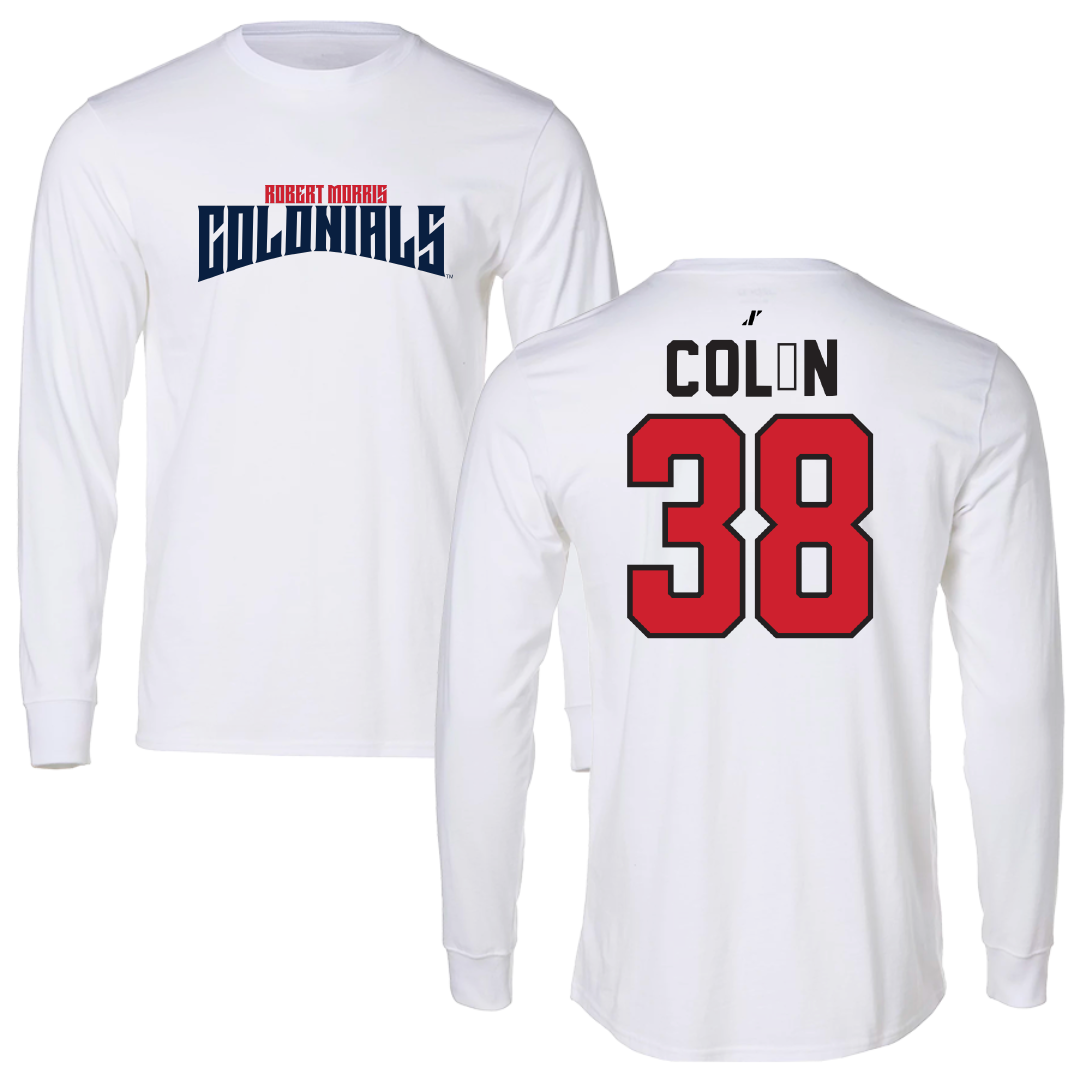 Robert Morris University Lacrosse White Classic Long Sleeve - #38 Sam Colón