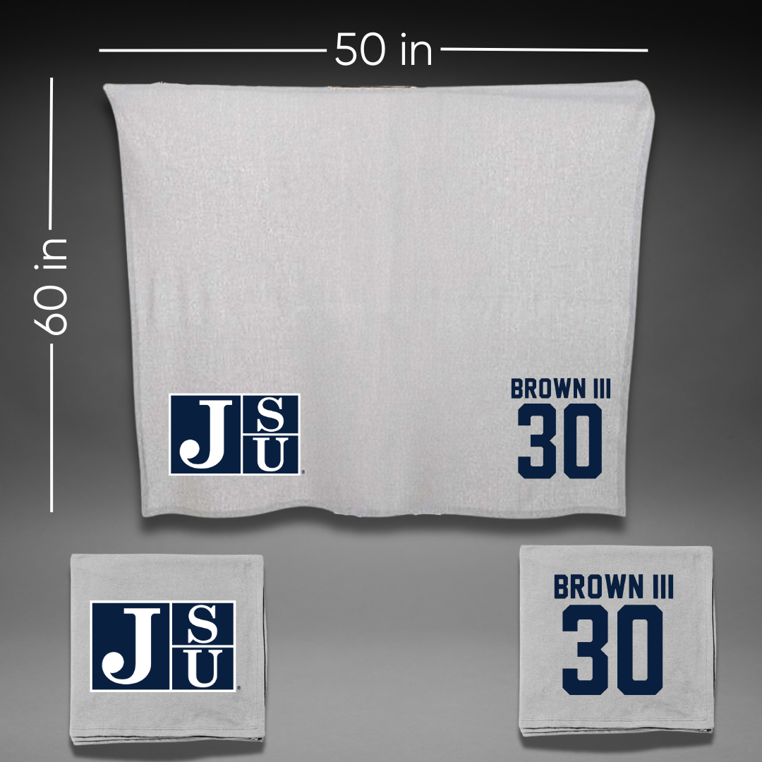 Jackson State University Football Gray Blanket - #30 John Brown III