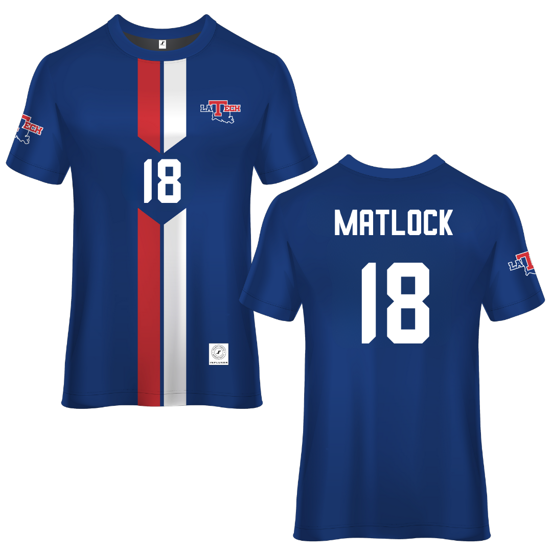 Louisiana Tech University Blue Soccer Jersey - #18 Kalli Matlock