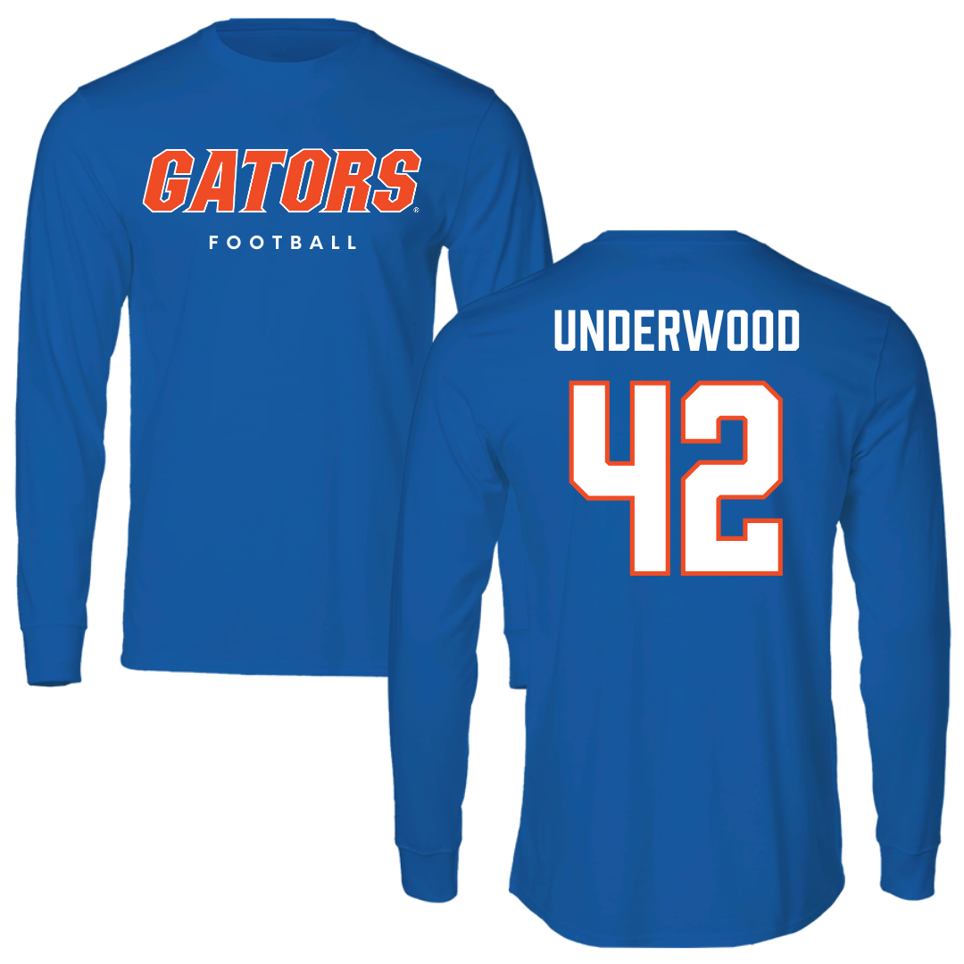 University of Florida Football True Royal Block Performance Long Sleeve - #42 Rocco Underwood