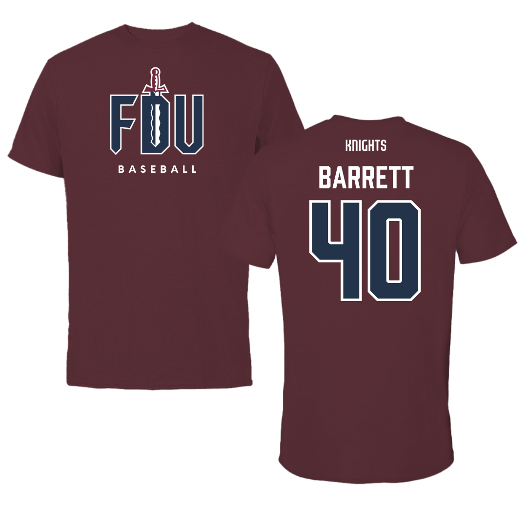Fairleigh Dickinson University-Metropolitan Campus Baseball Maroon Tee - #40 Ian Barrett