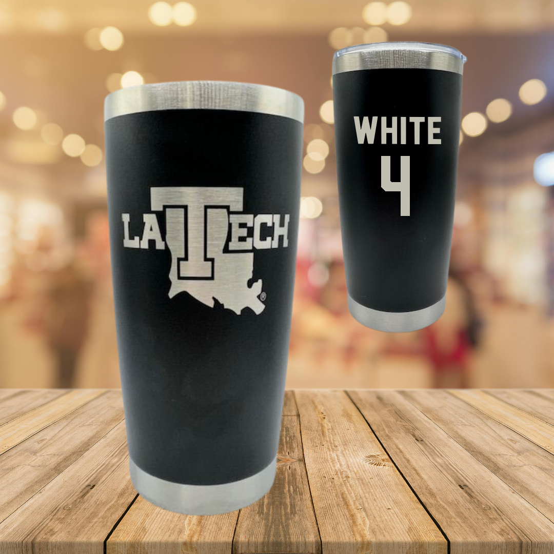 Louisiana Tech University Soccer Black Stainless Steel Tumbler - #4 Ella White