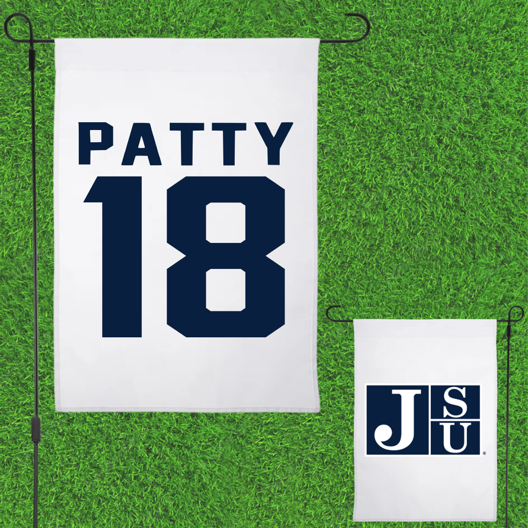 Jackson State University Baseball White Garden Flag - #18 Tyshon Patty