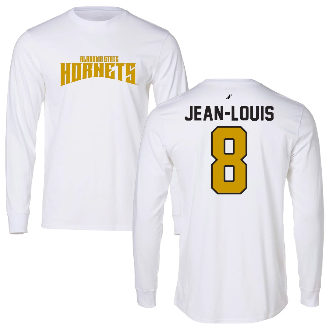 Alabama State University Football White Classic Performance Long Sleeve - #8 Rhoody Jean-Louis