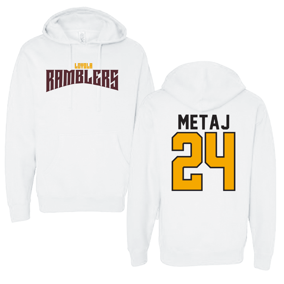Loyola University-Chicago Soccer White Classic Hoodie - #24 Ava Metaj
