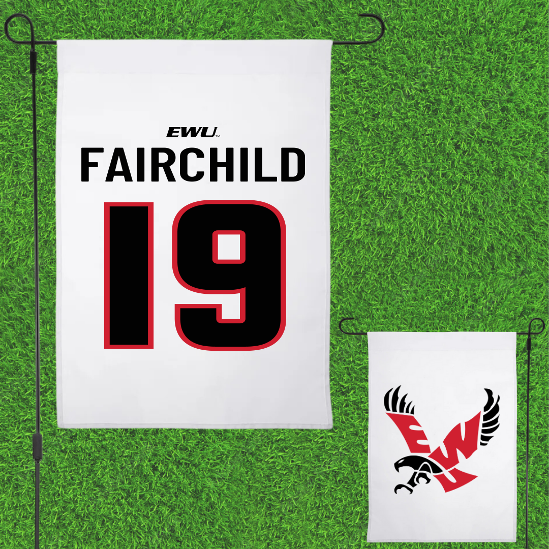 Eastern Washington University Soccer White Garden Flag - #19 Chloe Fairchild