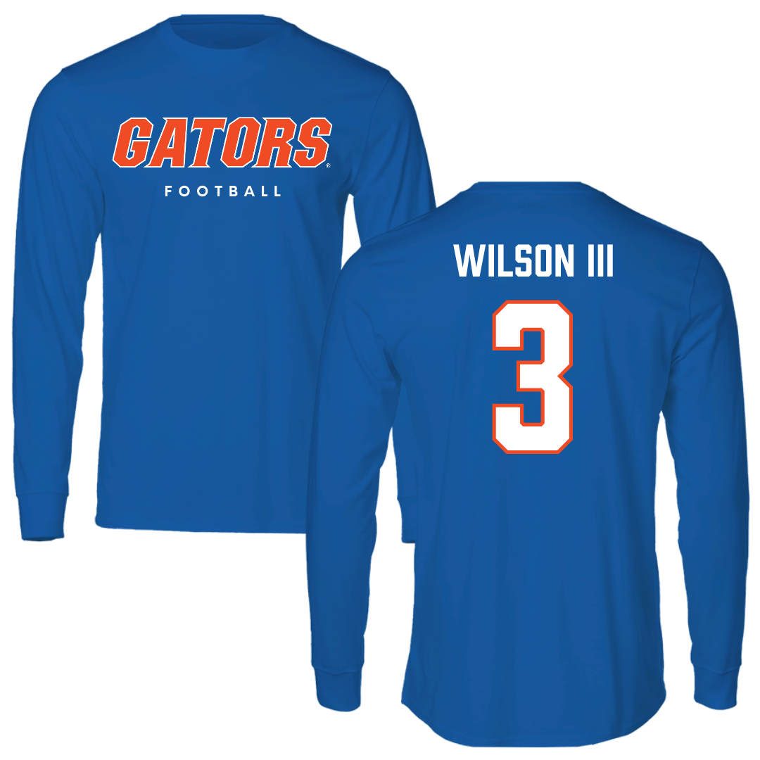 University of Florida Football True Royal Block Performance Long Sleeve - #3 Eugene Wilson III