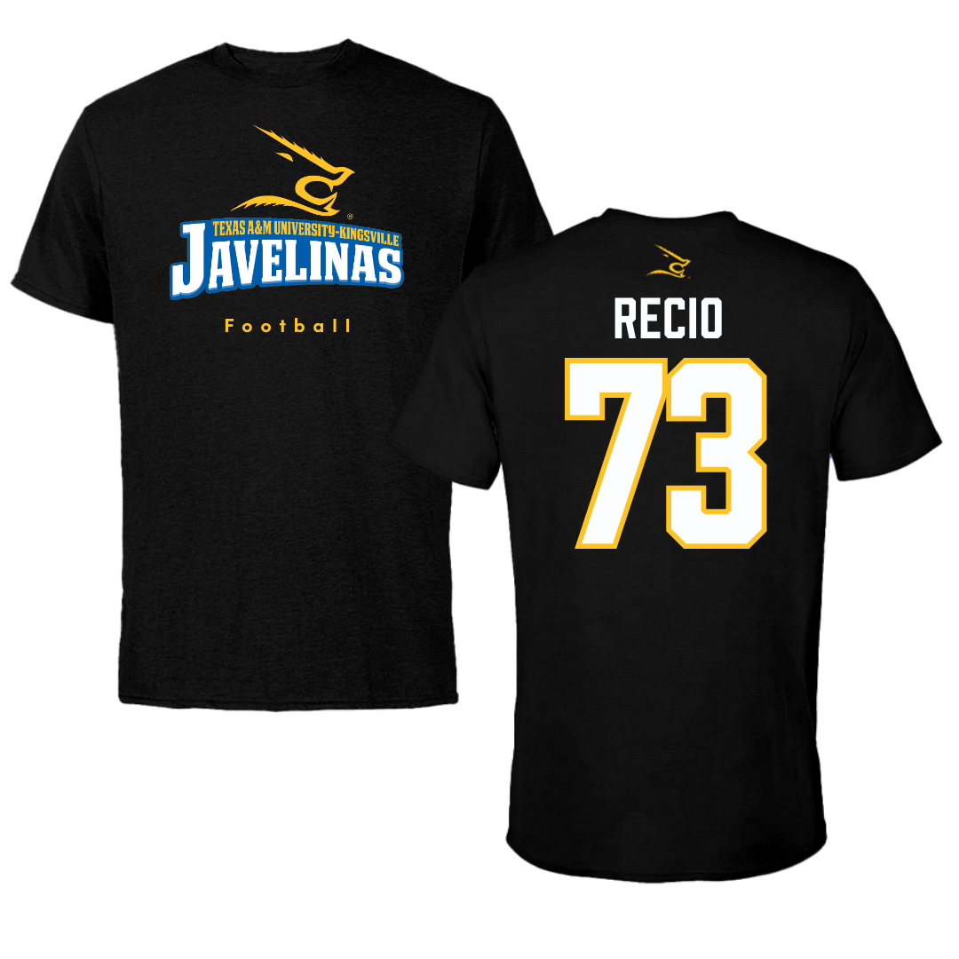 Texas A&M University-Kingsville Football Black Tee - #73 Rafael Recio