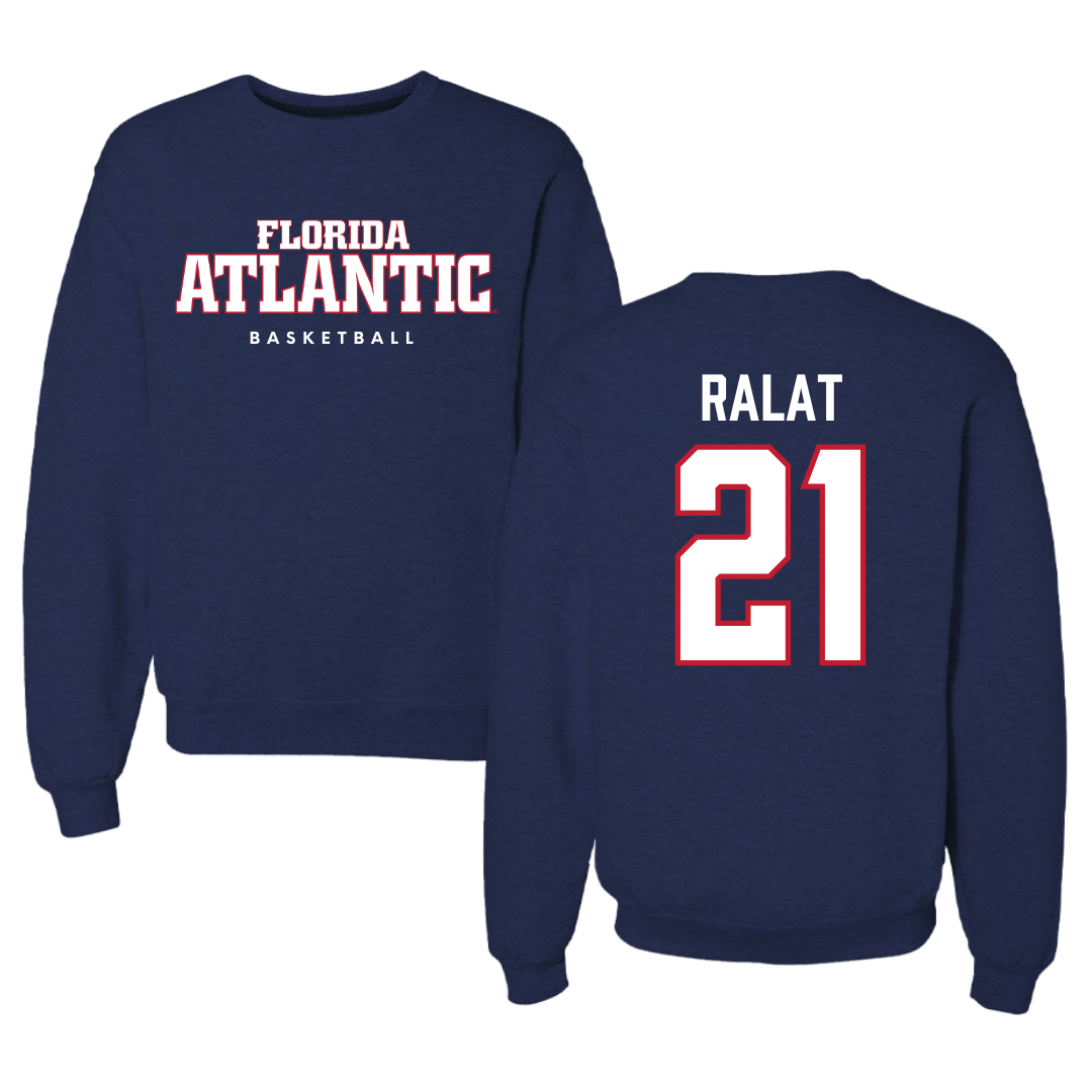 Florida Atlantic University Basketball Navy Crewneck - #21 Alejandro Ralat