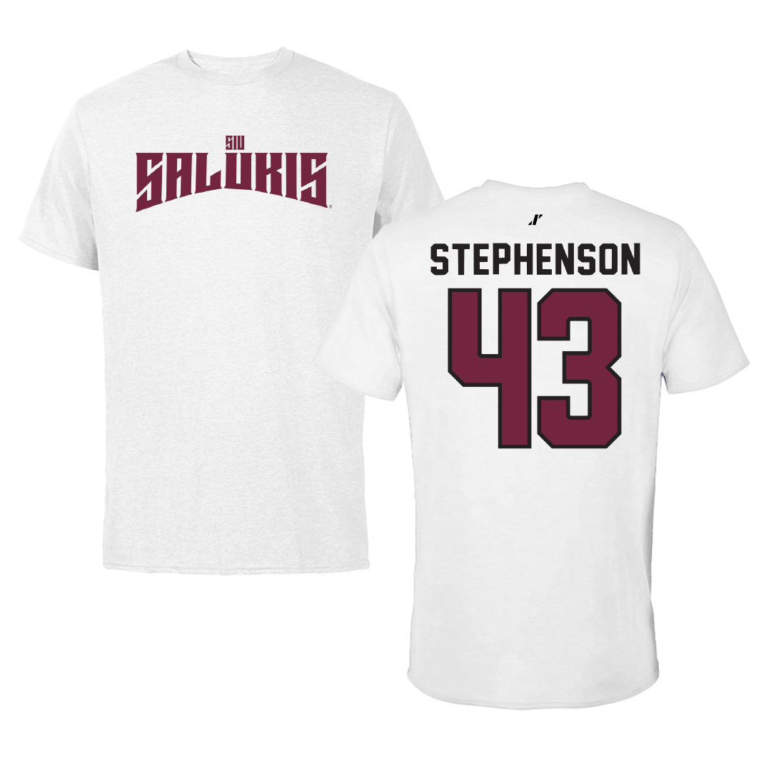 Southern Illinois University at Carbondale Football White Classic Performance Tee - #43 Cade Stephenson