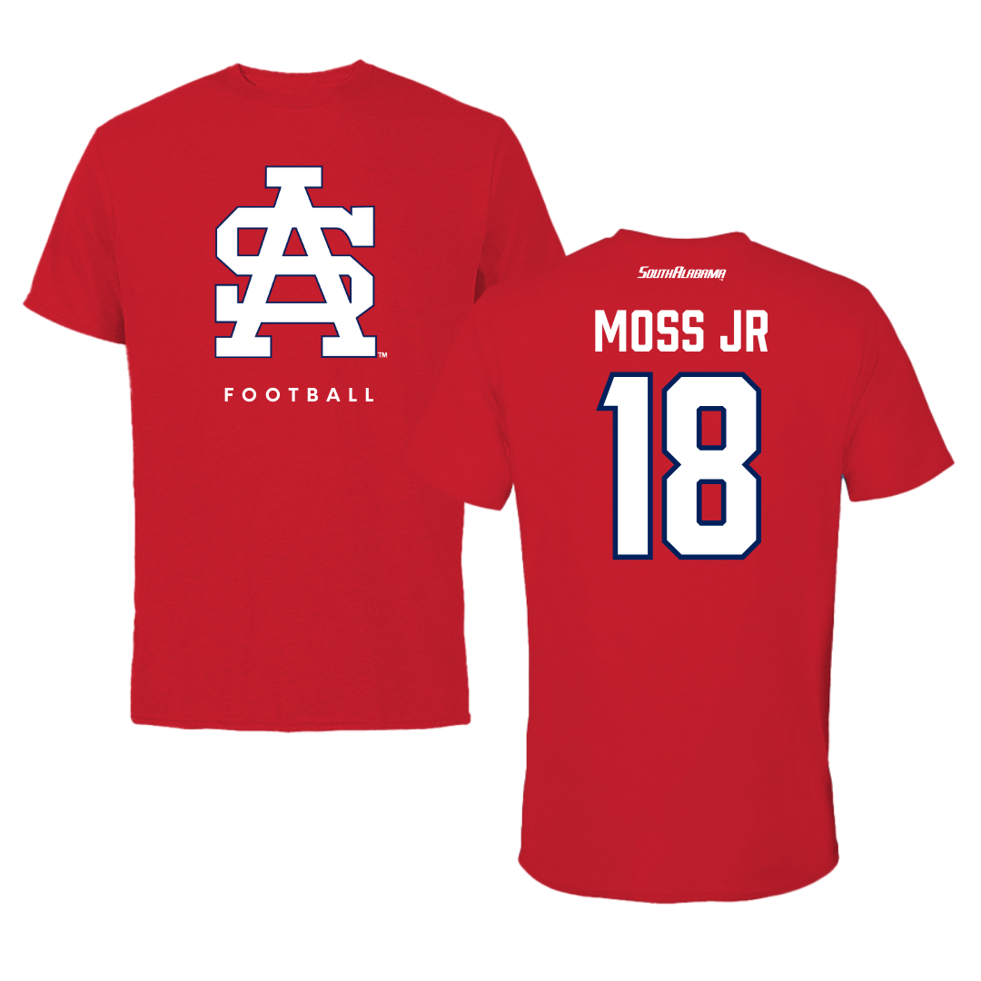 University of South Alabama Football Red Performance Tee - #18 RJ Moss Jr