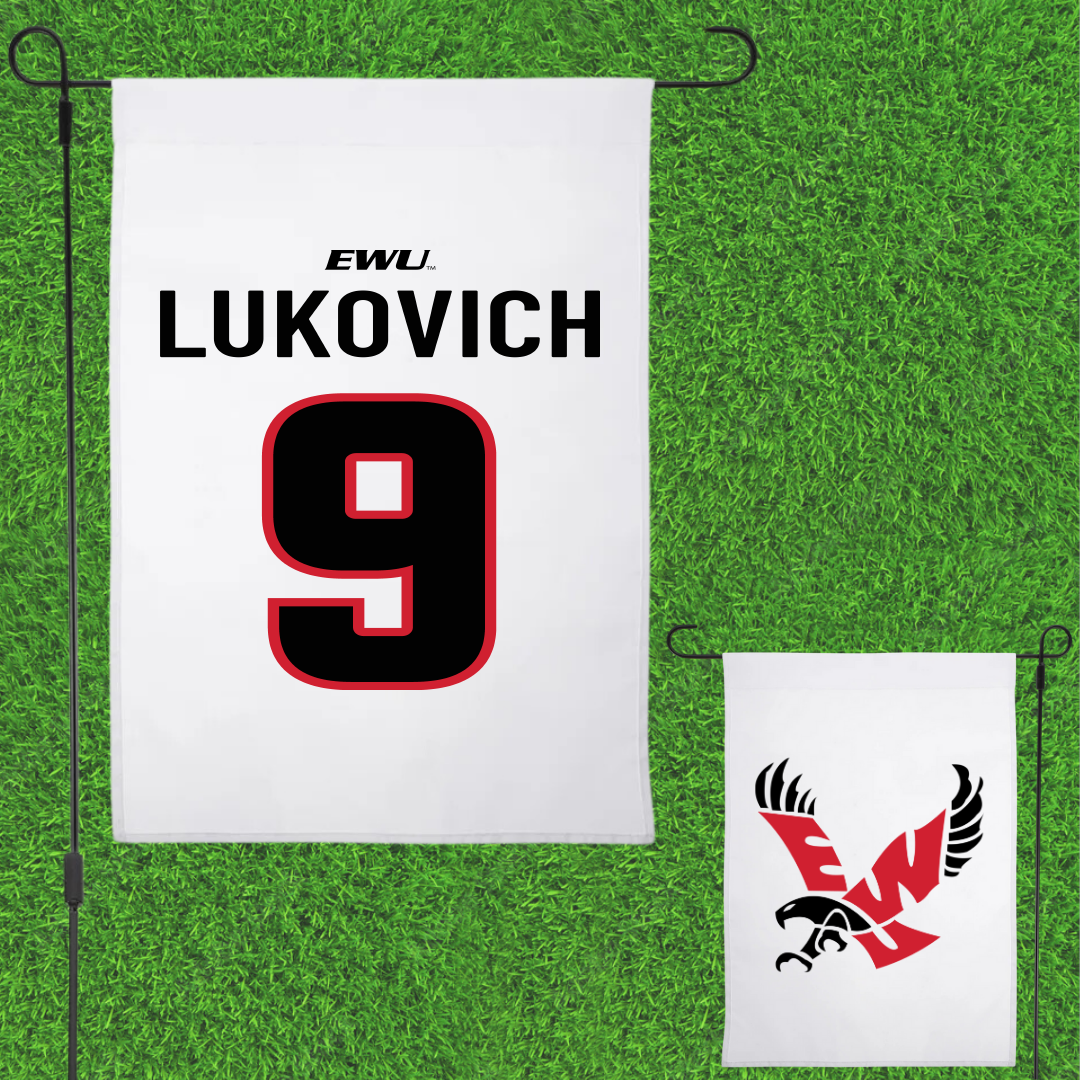 Eastern Washington University Volleyball White Garden Flag - #9 Kalista Lukovich