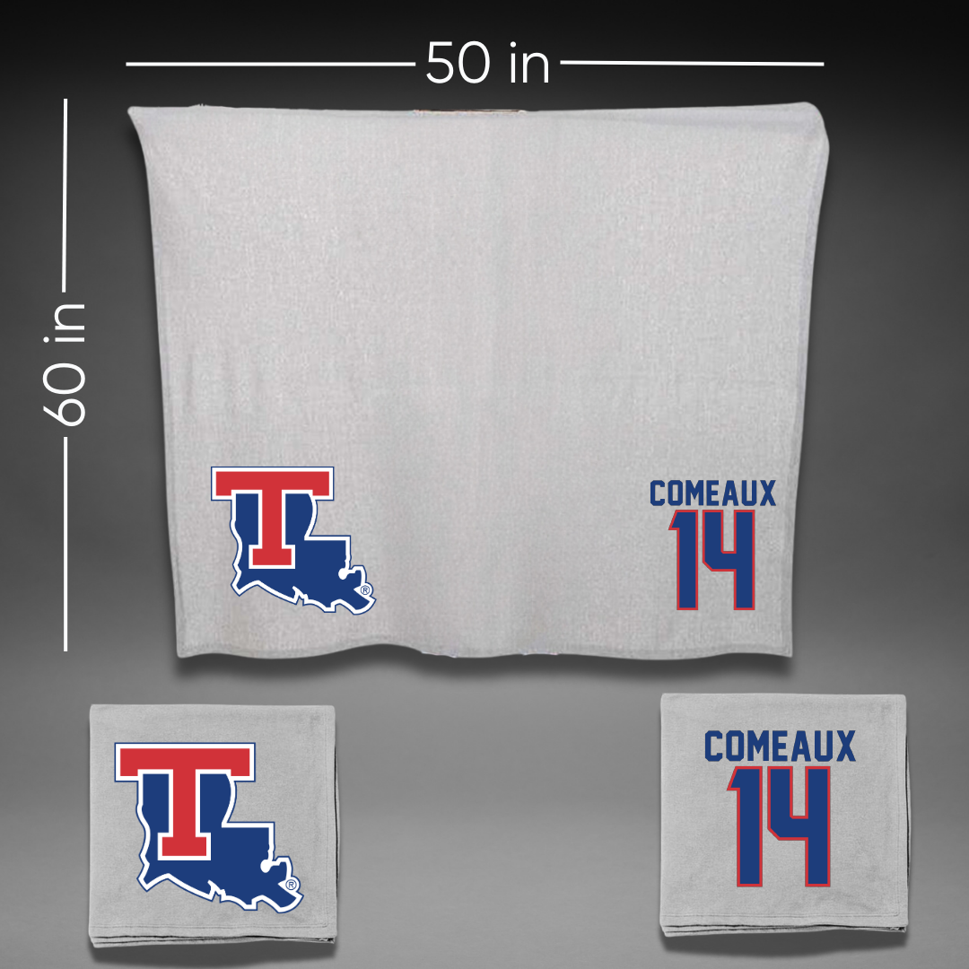 Louisiana Tech University Baseball Gray Blanket - #14 Grant Comeaux