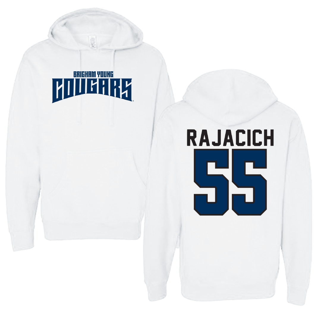 Brigham Young University Baseball White Classic Hoodie - #55 Seth Rajacich