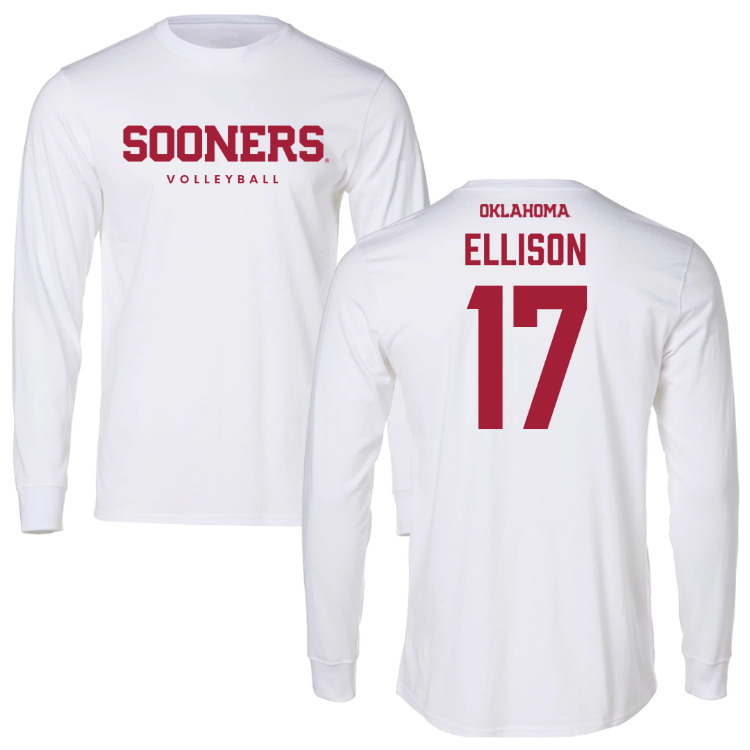 University of Oklahoma Volleyball White Sooners Performance Long Sleeve - #17 Daleigh Ellison